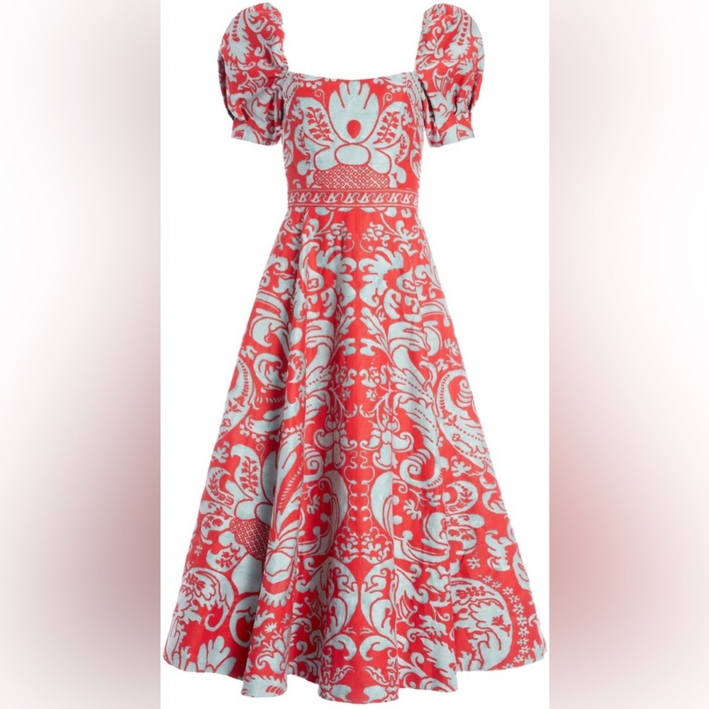 NWT Alice+Olivia Fredia Puff Sleeve Midi Dress 0 - Picture 3 of 17